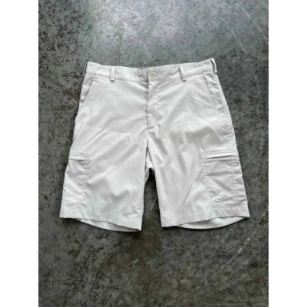 Nike Golf Dri-FIT Cargo Shorts Mens 32 Tan Beige Performance Flat Front Tech